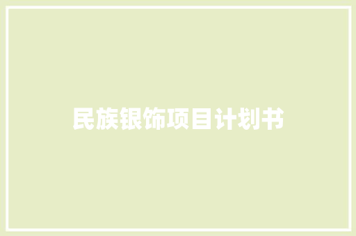 民族银饰项目计划书 写作技巧