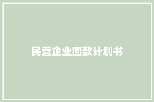 民营企业回款计划书