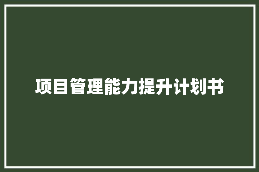 项目管理能力提升计划书
