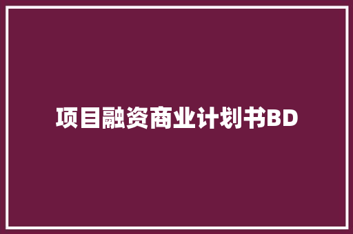 项目融资商业计划书BD