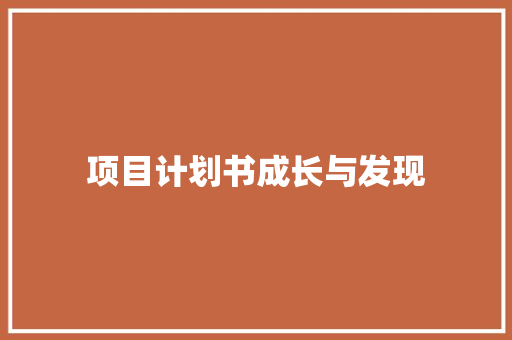 项目计划书成长与发现