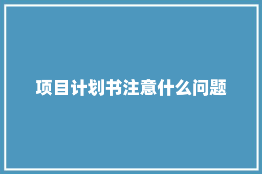 项目计划书注意什么问题