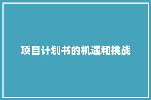 项目计划书的机遇和挑战