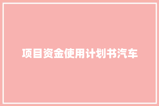 项目资金使用计划书汽车