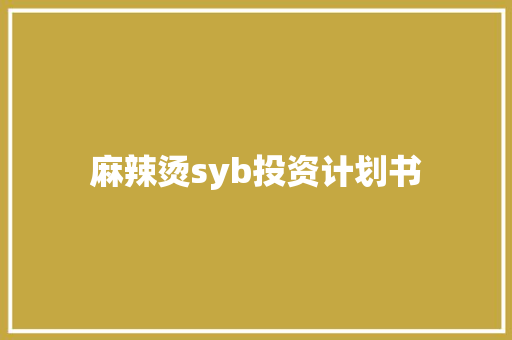 麻辣烫syb投资计划书