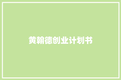 黄翰德创业计划书