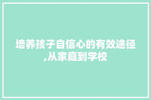 培养孩子自信心的有效途径,从家庭到学校