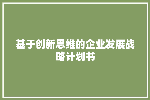 基于创新思维的企业发展战略计划书