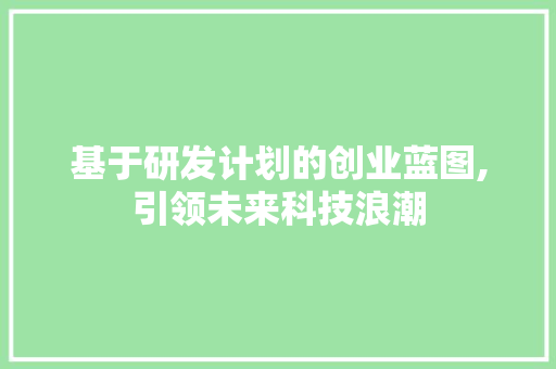 基于研发计划的创业蓝图,引领未来科技浪潮