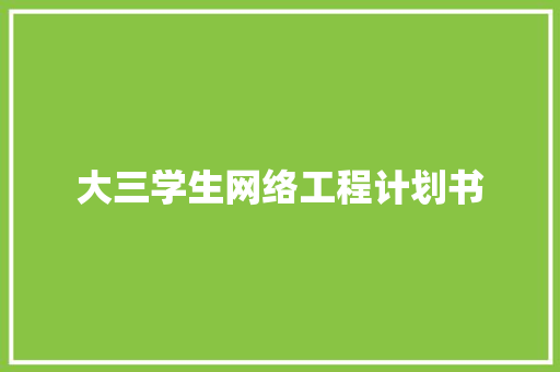大三学生网络工程计划书
