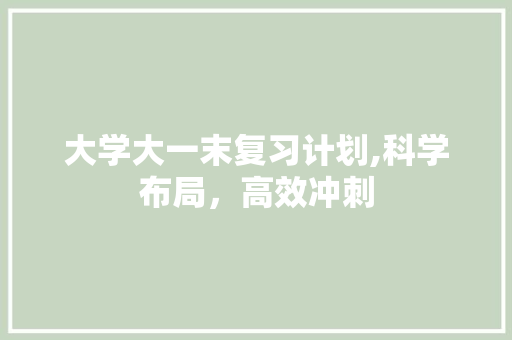 大学大一末复习计划,科学布局，高效冲刺