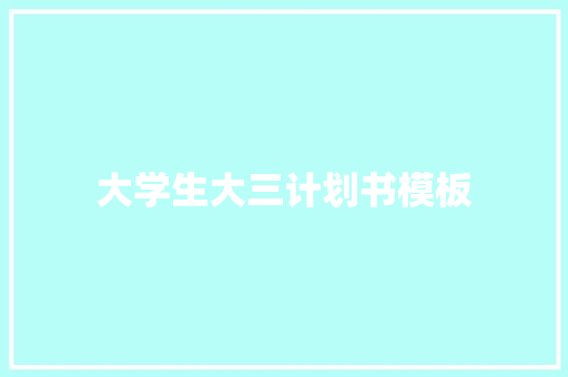 大学生大三计划书模板 报告写作