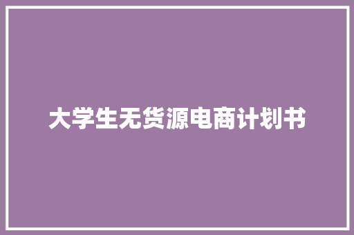 大学生无货源电商计划书