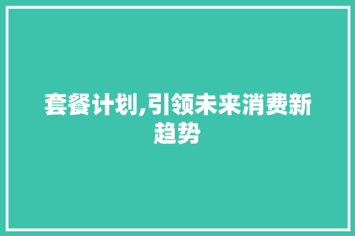 套餐计划,引领未来消费新趋势 商业文案