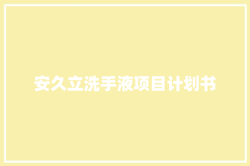安久立洗手液项目计划书