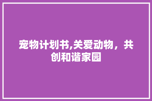 宠物计划书,关爱动物，共创和谐家园 报告写作