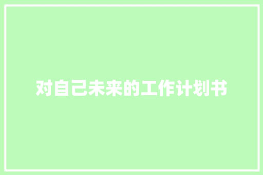 对自己未来的工作计划书