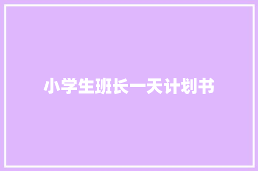 小学生班长一天计划书