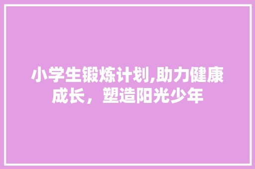小学生锻炼计划,助力健康成长，塑造阳光少年 简历模板