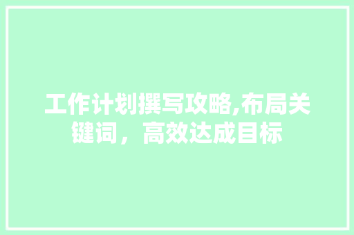 工作计划撰写攻略,布局关键词，高效达成目标 简历模板