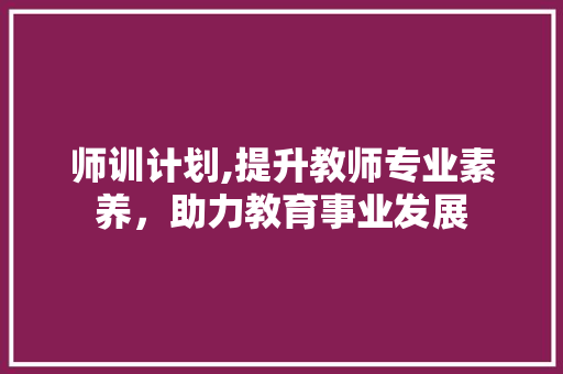 师训计划,提升教师专业素养，助力教育事业发展