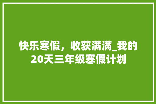 快乐寒假，收获满满_我的20天三年级寒假计划 写作技巧