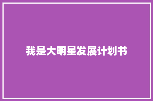 我是大明星发展计划书