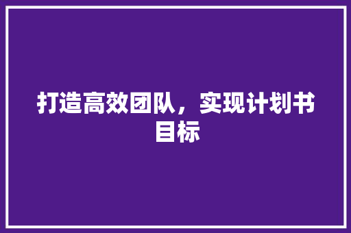 打造高效团队，实现计划书目标