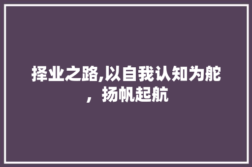 择业之路,以自我认知为舵，扬帆起航