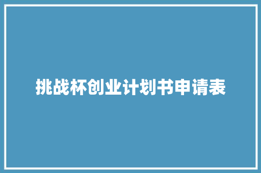 挑战杯创业计划书申请表 商业文案