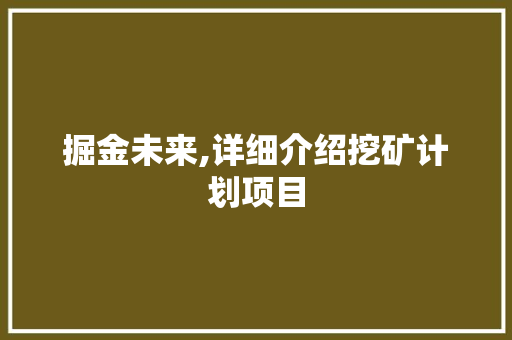 掘金未来,详细介绍挖矿计划项目