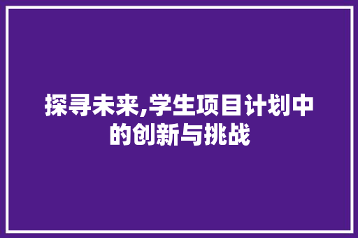 探寻未来,学生项目计划中的创新与挑战