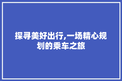 探寻美好出行,一场精心规划的乘车之旅 词汇积累