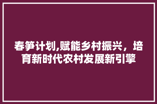 春笋计划,赋能乡村振兴，培育新时代农村发展新引擎