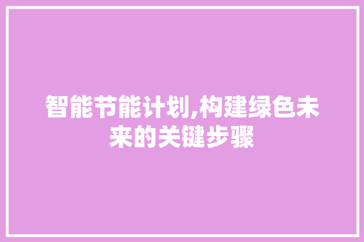 智能节能计划,构建绿色未来的关键步骤