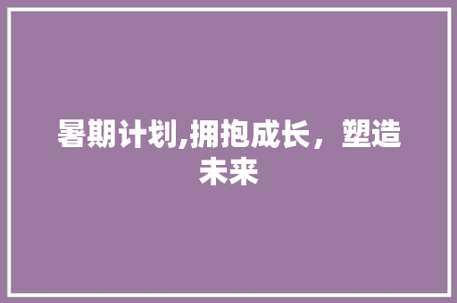 暑期计划,拥抱成长，塑造未来