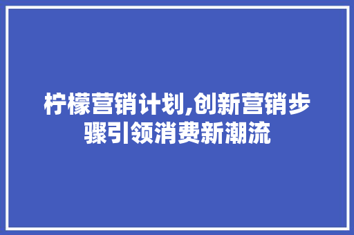 柠檬营销计划,创新营销步骤引领消费新潮流 报告写作