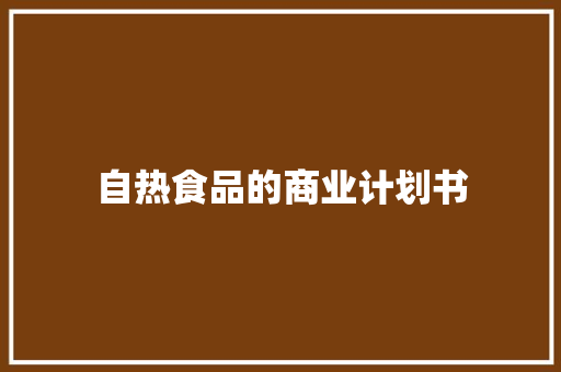 自热食品的商业计划书 写作技巧