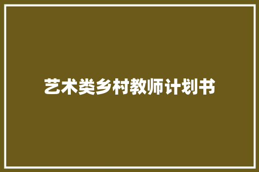 艺术类乡村教师计划书