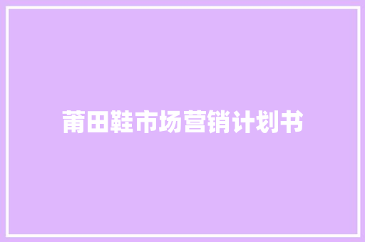 莆田鞋市场营销计划书