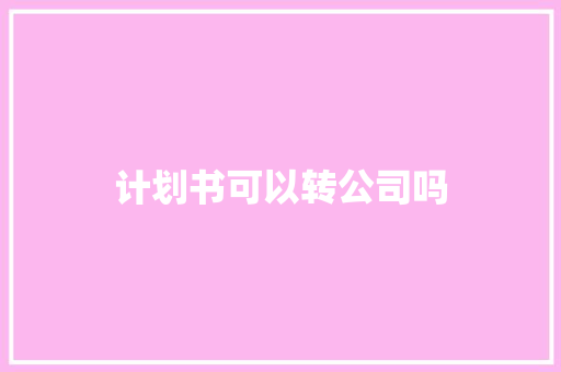 计划书可以转公司吗