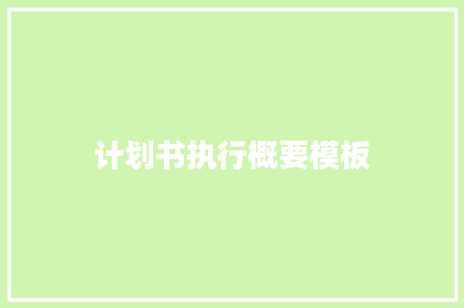 计划书执行概要模板