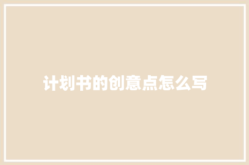 计划书的创意点怎么写 写作技巧