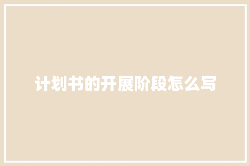 计划书的开展阶段怎么写