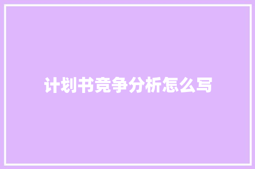 计划书竞争分析怎么写