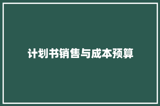 计划书销售与成本预算
