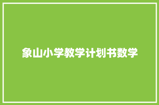 象山小学教学计划书数学