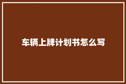 车辆上牌计划书怎么写