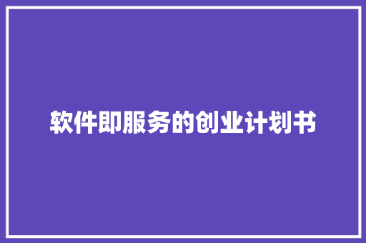 软件即服务的创业计划书