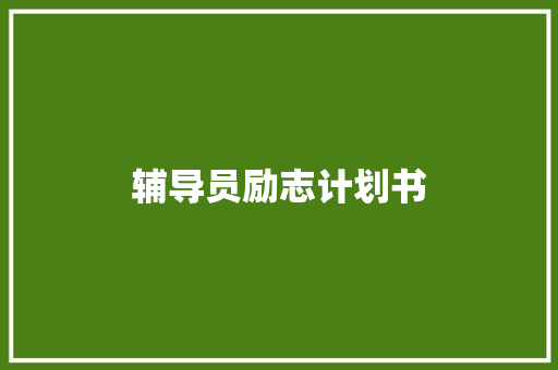 辅导员励志计划书